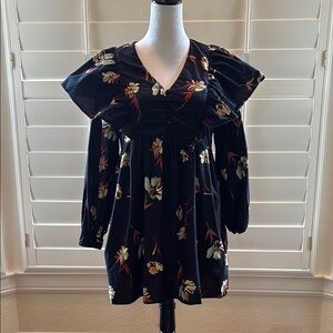 Lost + Wander Black and Orange Long Sleeve Dress